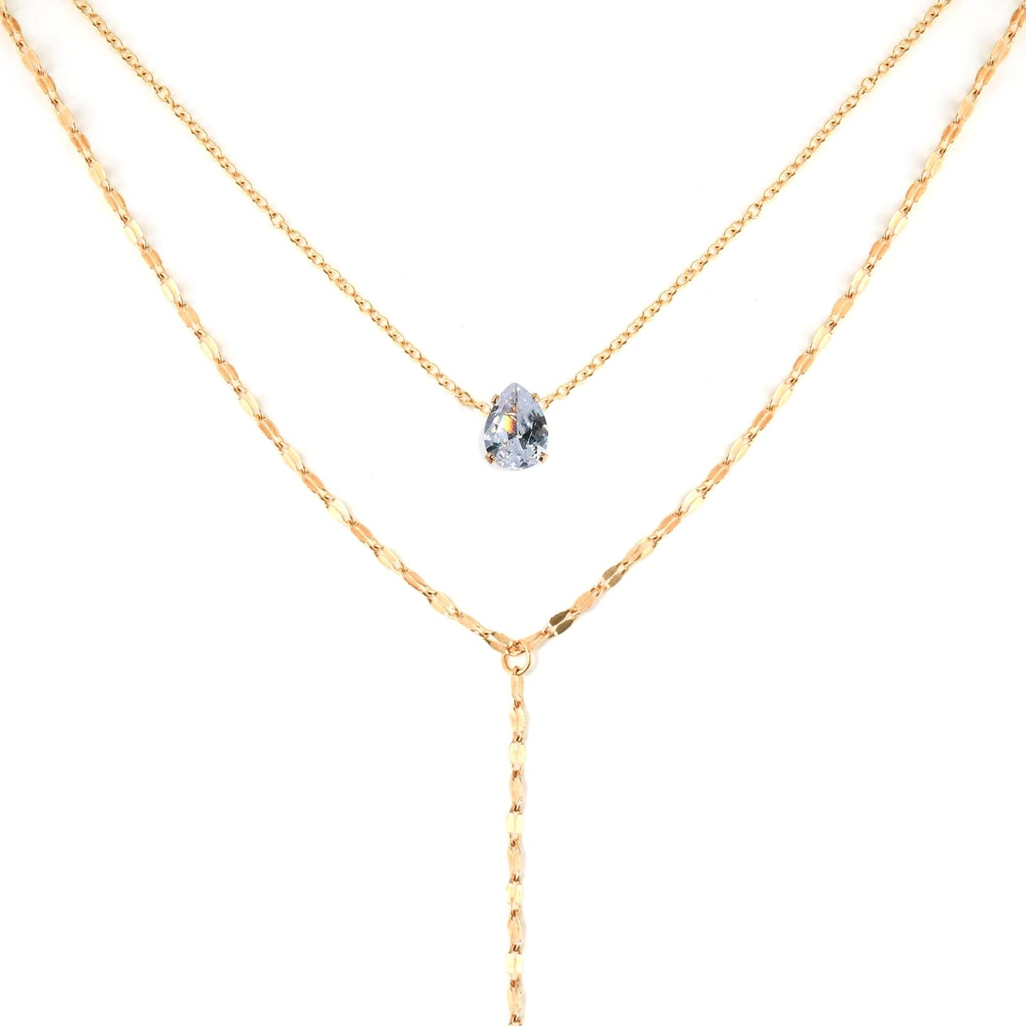 ENGCKSHI Necklace for Women, Dainty Long 14K Gold Y-Shaped Necklace Jewelry Trendy Beaded Layered Chain Drop Necklaces Jewelry Women Gifts