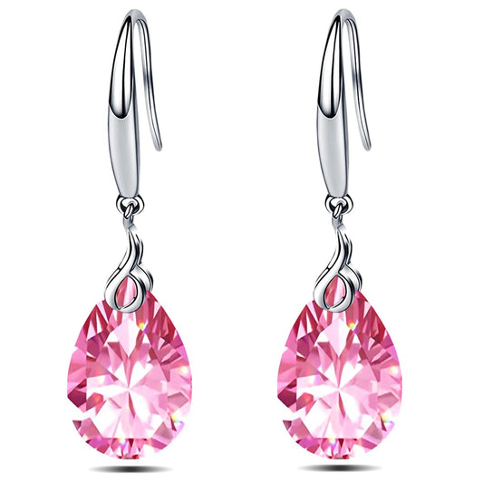 ML S925 Sterling Silver 12mm Naked Drill Crystal Earrings For Women (Earrings Pink color)