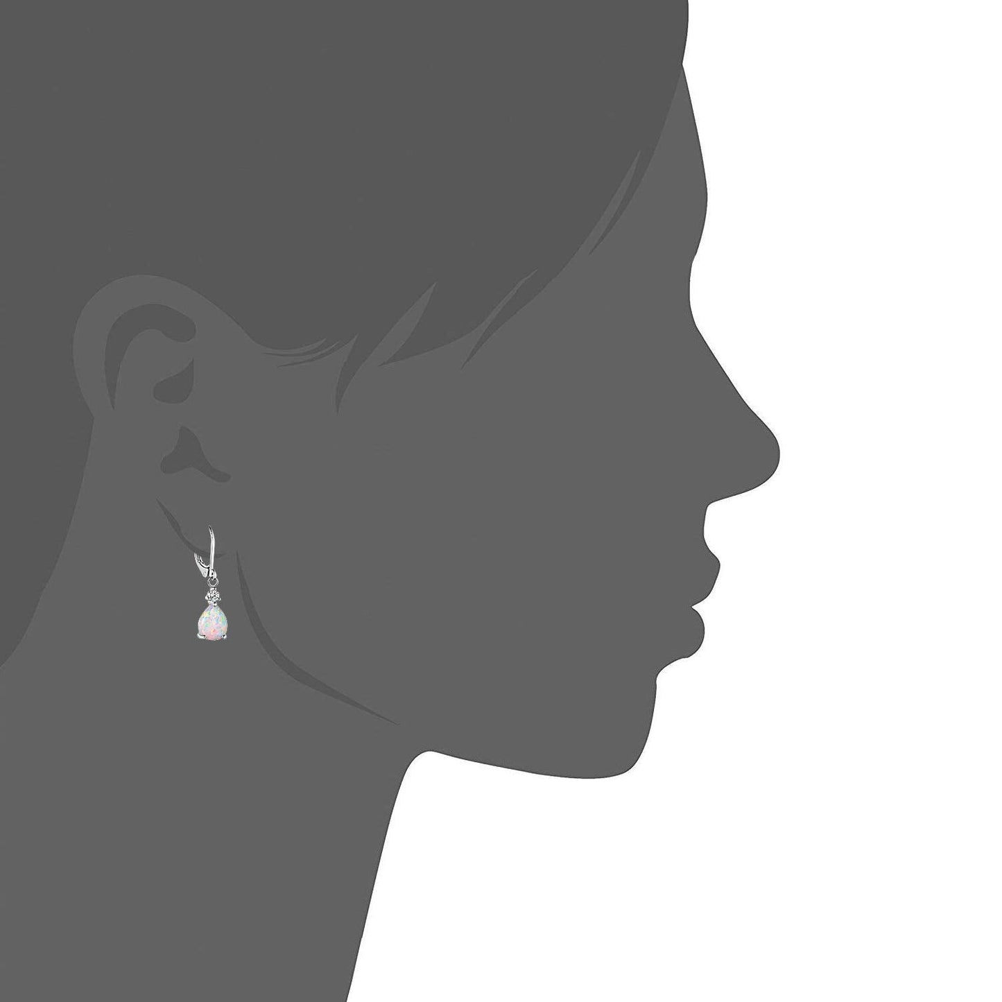 Gemsme White Gold Plated Teardrop Opal Dangle Earrings For Women(platinum-plated)