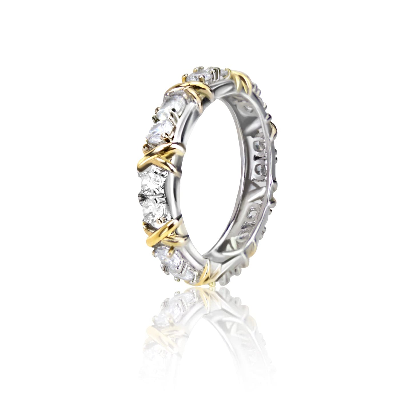 Azjachiny Moissanite Magnetology Lymphvity Ring, Magnetic Zircon Shaping Cross Full Moissanite Diamond Ring, Moissanite Rings for Women Weight Loss, Unclog Bloodstream and Lymph Nodes (Gold, new-7)
