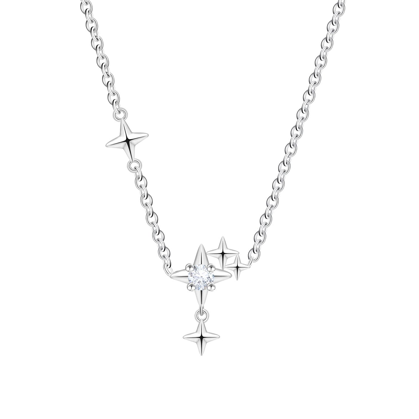 MISEFF 925 Sterling Silver Fashion Pendant Necklace for Women，Fashion Jewelry, 18K Gold Plated， Advanced Retro Series Link Chains ，Basic Multifunctional Accessories Suitable for Multiple Occasions and Daily Wear (Starry tassel)
