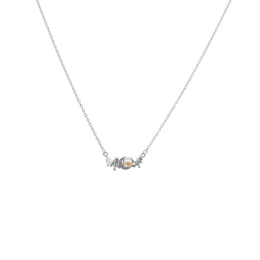 Buyongwant Star Moon Necklace for Women Moonstone Irregular Pendant Simple High Fashion Jewelry Silver