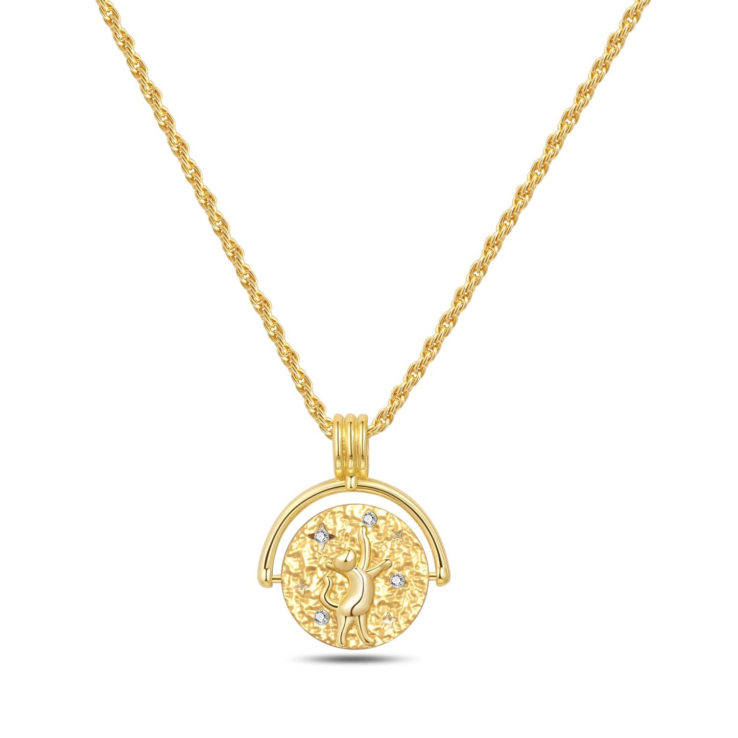 MISEFF 925 Sterling Silver Fashion Pendant Necklace for Women，Fashion Jewelry, 18K Gold Plated， Advanced Retro Series Link Chains ，Basic Multifunctional Accessories Suitable for Multiple Occasions and Daily Wear (Cat Coin)