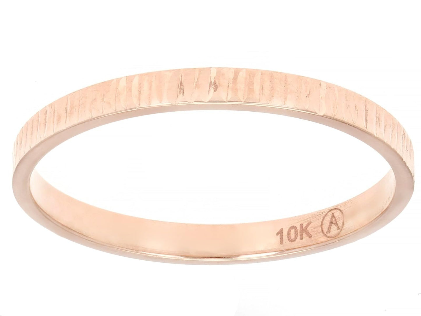 JTV 10K Gold 2 mm Textured Band Ring - Unisex Wedding Band - Elegant, Durable, & Comfortable for Everyday Wear, Anniversary, or Gift - (Rose Gold, 10)