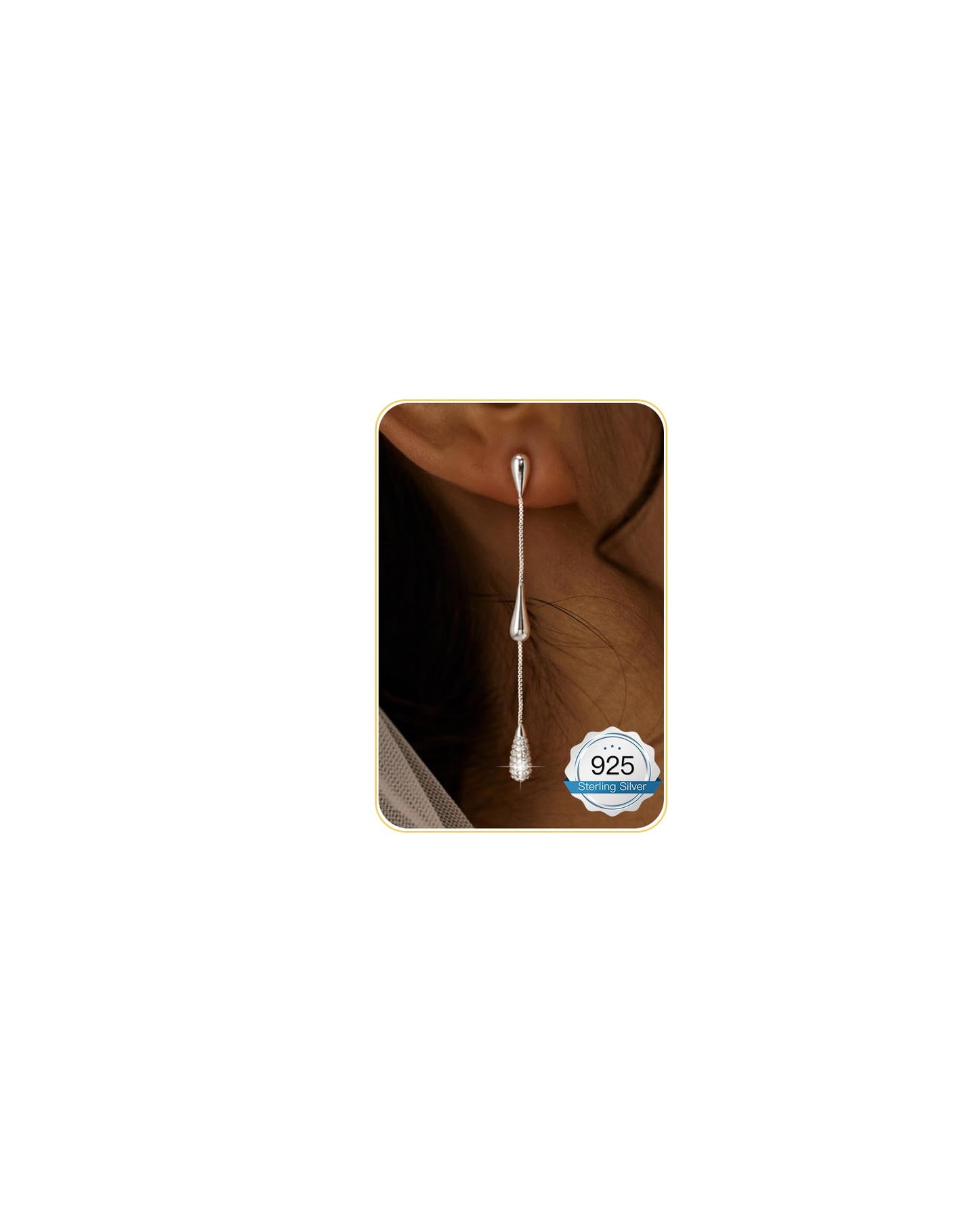Asdecy 925 Sterling Silver Dangle Drop Earrings for Women Long Dangle Cubic Zirconia Elegant Prom Bridal Bridesmaid Wedding Anniversary Dangling Trendy Jewelry