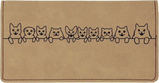 CAROUSELCHECKS Cat Tails Laser Engraved Leatherette Checkbook Cover