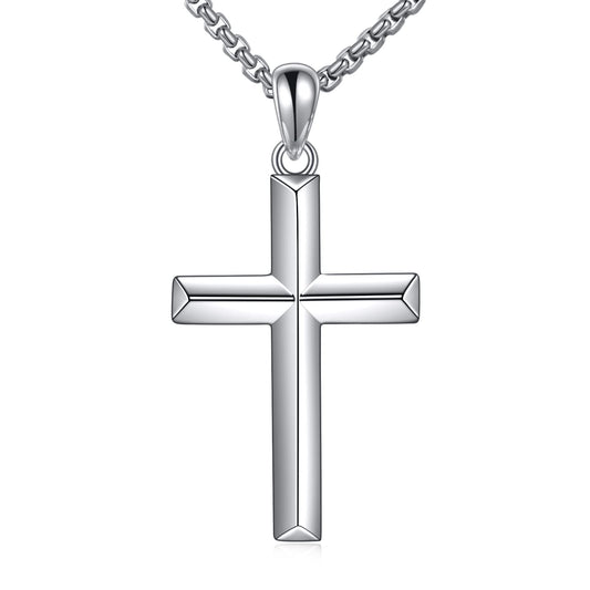 ONEFINITY Religious Cross Pendant Necklace Sterling Silver Origami Cross Pendant Gifts for Women Men Jewelry (B-Origami)