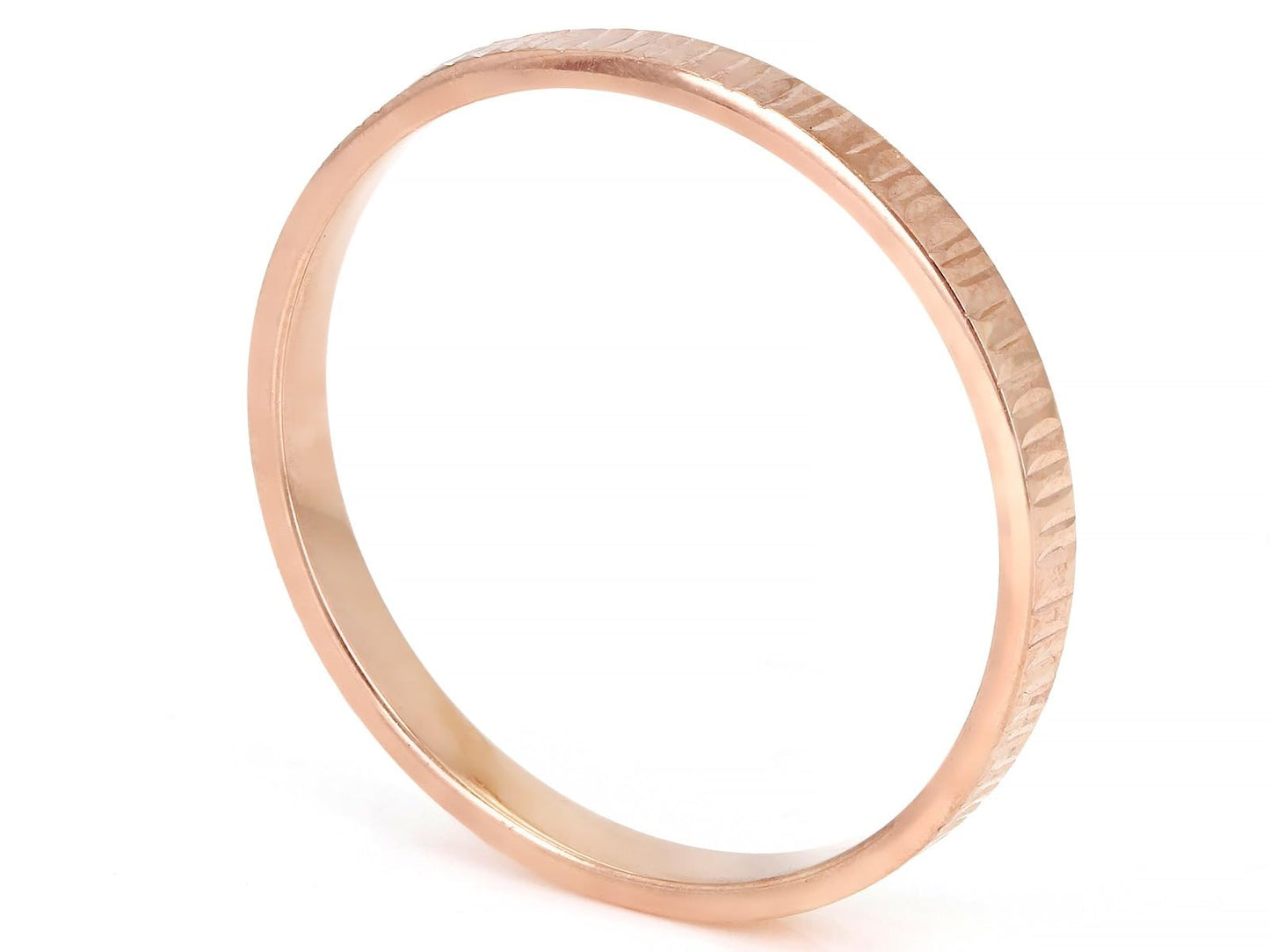 JTV 10K Gold 2 mm Textured Band Ring - Unisex Wedding Band - Elegant, Durable, & Comfortable for Everyday Wear, Anniversary, or Gift - (Rose Gold, 8)