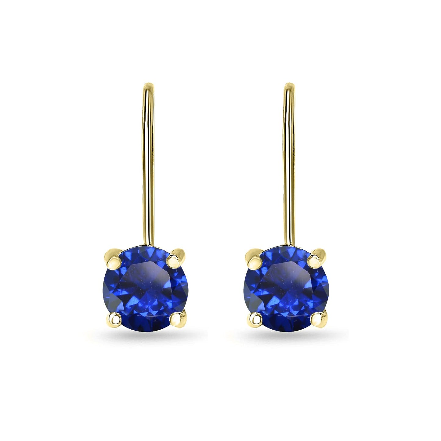 Blue Earrings for Women Gold Flashed Sterling Silver 6mm Round Leverback Drop Synthetic Gemstones Sapphire Earrings Fashion Bridesmaids Birthday Holiday