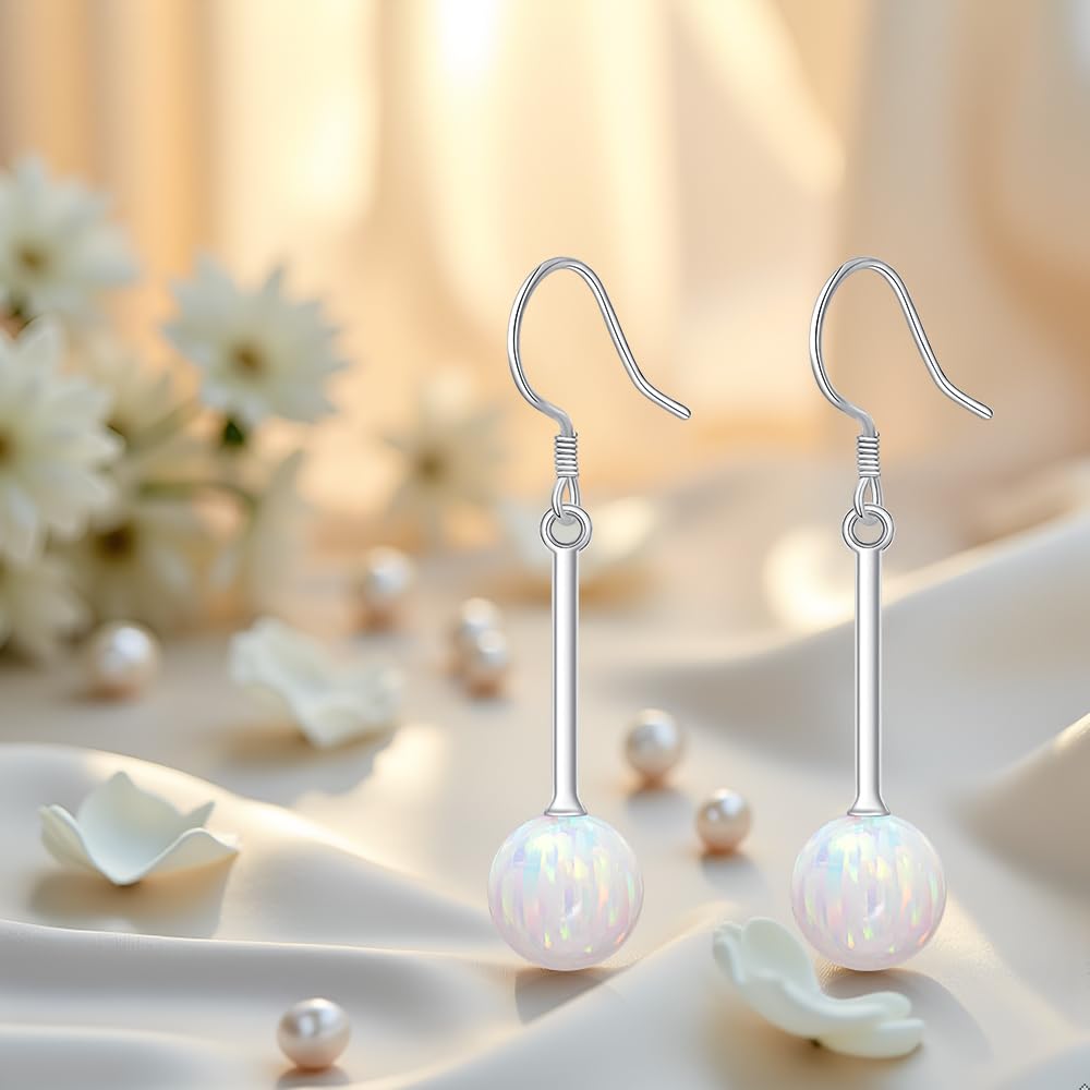 Opal Earrings for Women 925 Sterling Silver Elegant Dangle Drop Earrings Opal Jewelry Gifts for Women