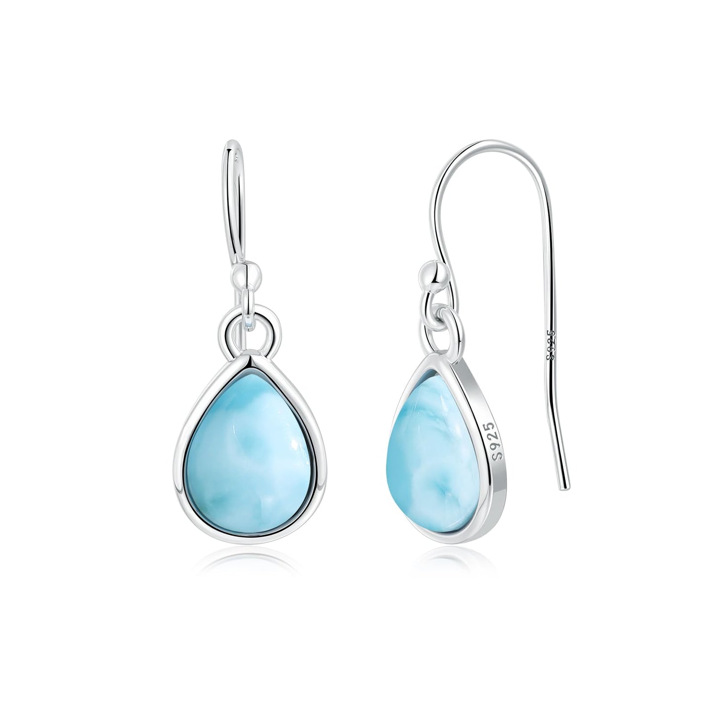 Larimar Dangle Earrings,925 Sterling Sliver Larimar Drop Dangle Earrings for Women