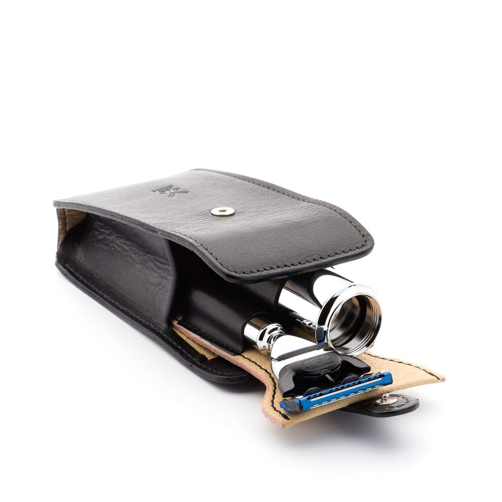 MÜHLE TRAVEL Leather Travel Razor & Shaving Brush Hand-Made Case
