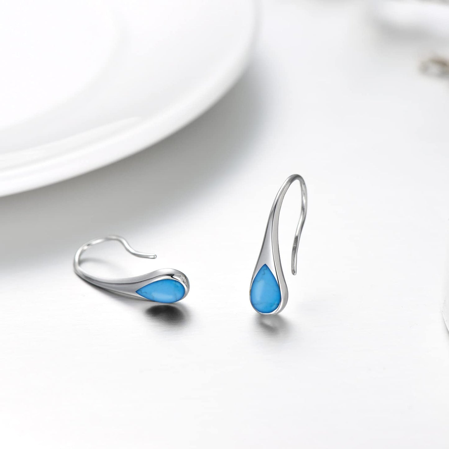 Turquoise Earrings Sterling Silver Teardrop Dangle Drop Earrings for Women Turquoise Birthday Christmas Jewelry Gift for Women