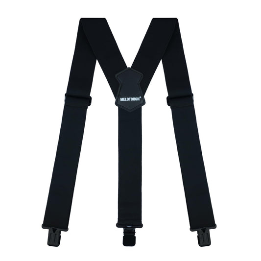 MELOTOUGH Black Y Back Suspenders for Men, 2 Inch Wide, Heavy Duty Clips, Work Suspenders for Women
