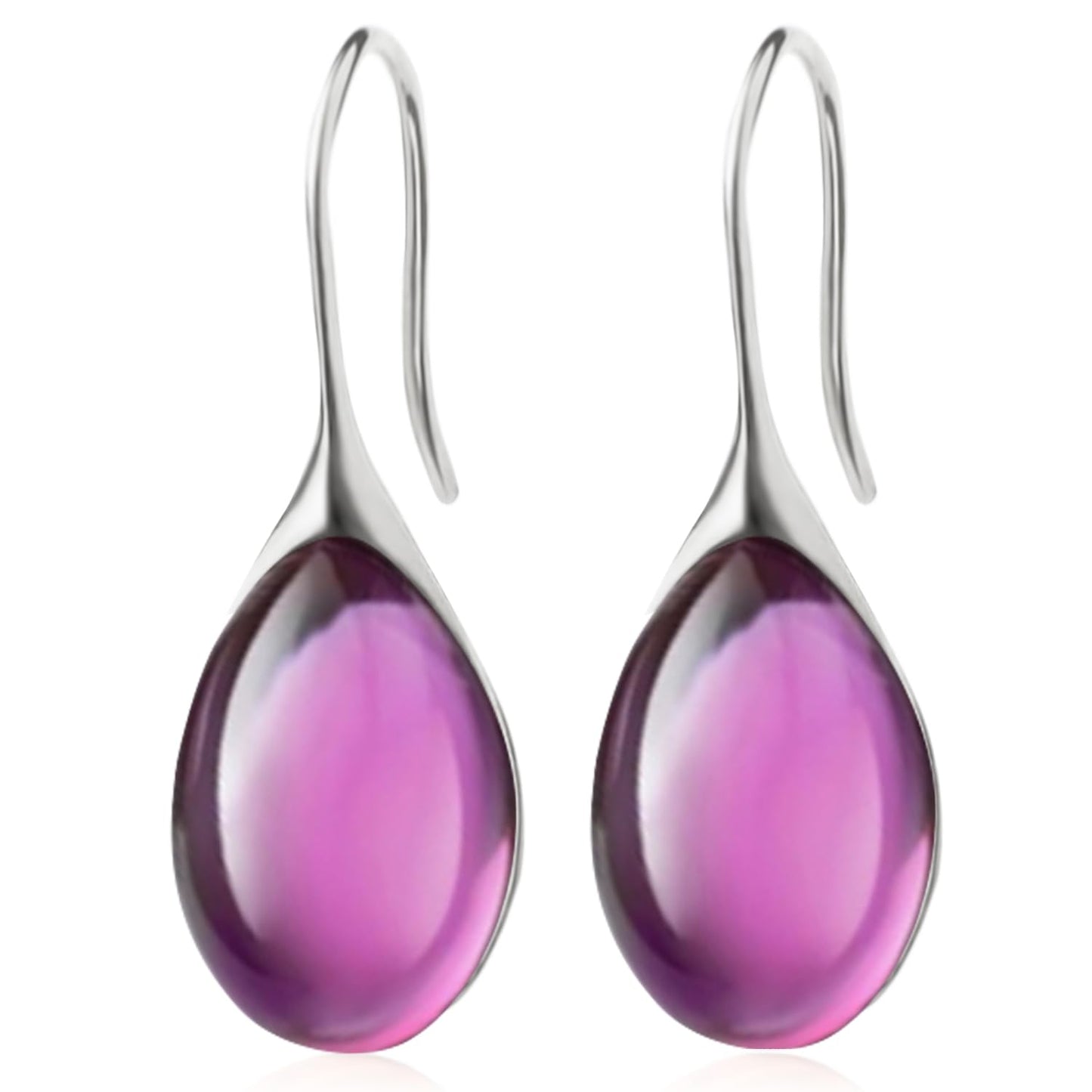 JIMARIN Lightweight Vintage Sparkly Crystal Rhinestone Teardrop Dangle Drop Earrings Bohemian14K Gold Geometry Hook Earring for Women (Silver Purple)