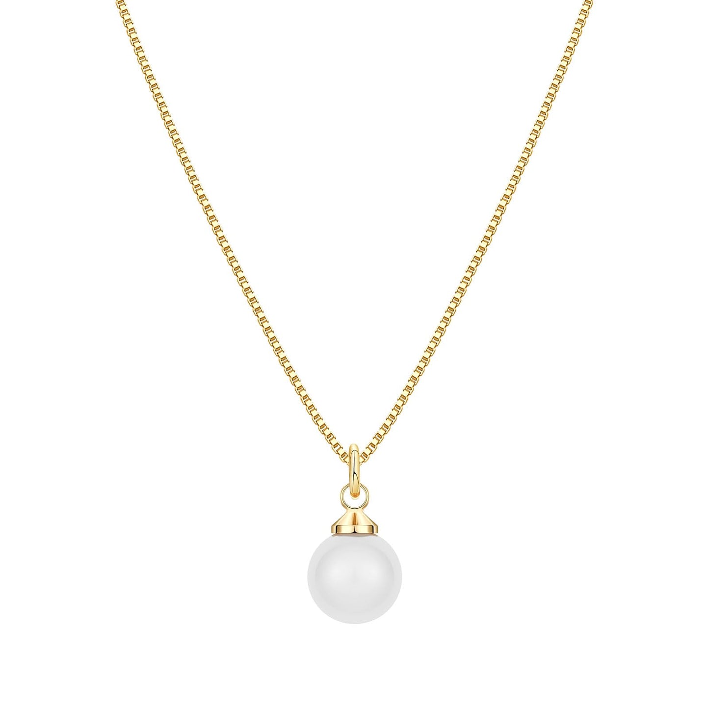 Sargetou Pearl Necklace for Women,14k Gold Plated Waterproof Small Cute Dainty Choker Necklace Drop Vintage Single Pearl Chain Trendy Jewelry Fashion Gift