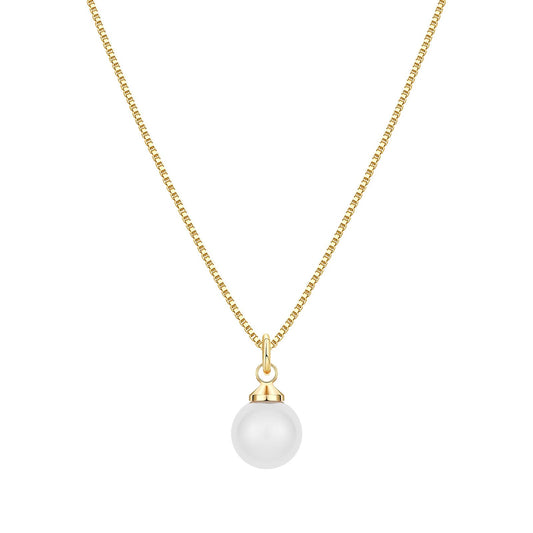Sargetou Pearl Necklace for Women,14k Gold Plated Waterproof Small Cute Dainty Choker Necklace Drop Vintage Single Pearl Chain Trendy Jewelry Fashion Gift