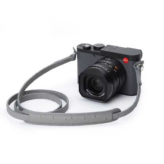 DBZZ Vintage Minimalist Leather Camera Neck Shoulder Strap For Leica Q3 X1 For Fuji X-half X100VI X100V DSLR Camera (Gray ostrich print)