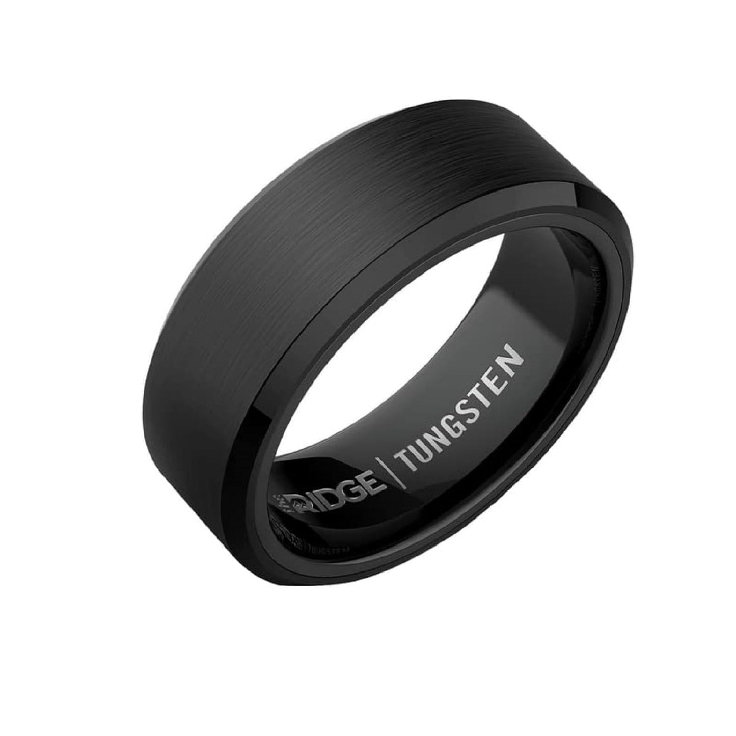 The Ridge Royal Black Beveled Ring Comfort Fit Wedding Band - 12