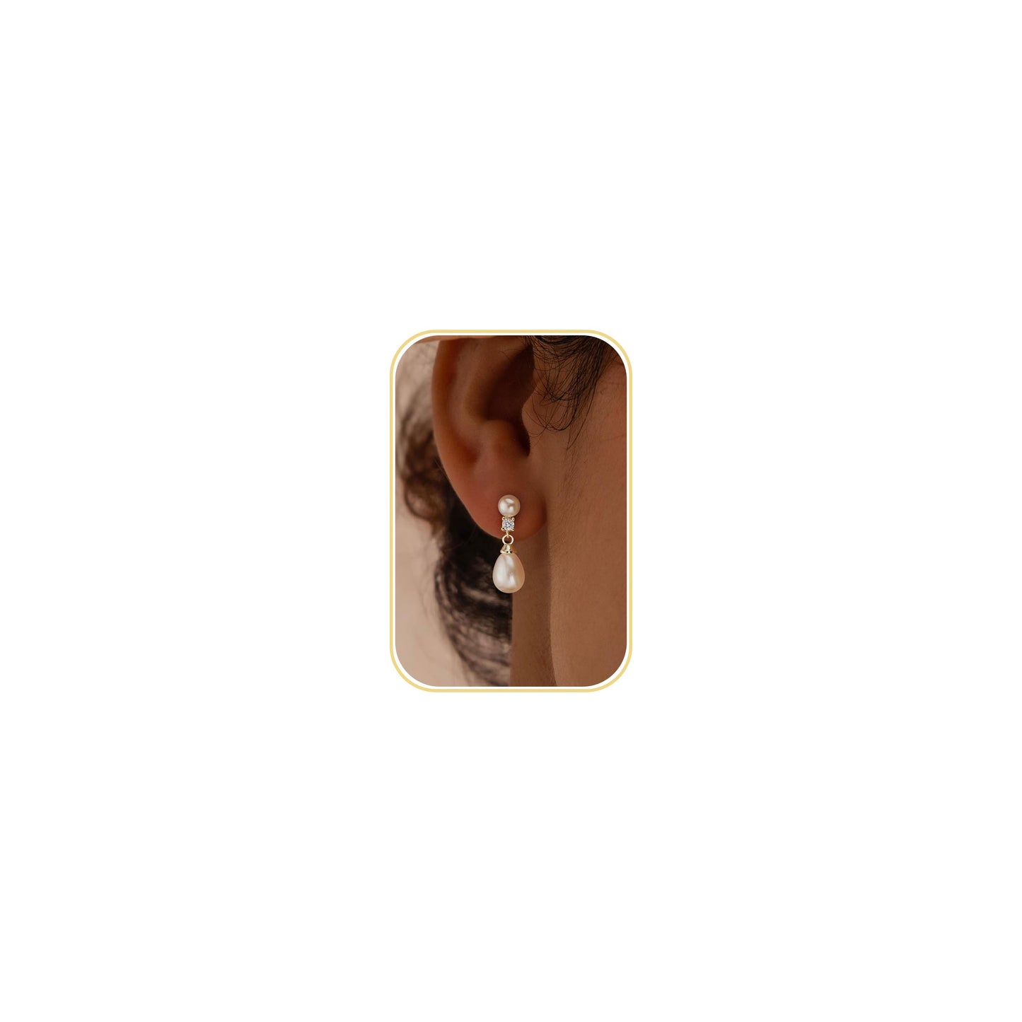 PRTGL Pearl Earrings - 14K Gold Plated Pearl Drop Wedding Earrings for Bridal Bridesmaid Women