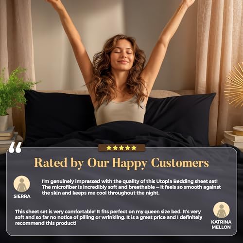Utopia Bedding Twin Sheet Set - Soft & Breathable Microfiber 3-Piece Bed Sheets | Oeko-Tex Certified (Black)
