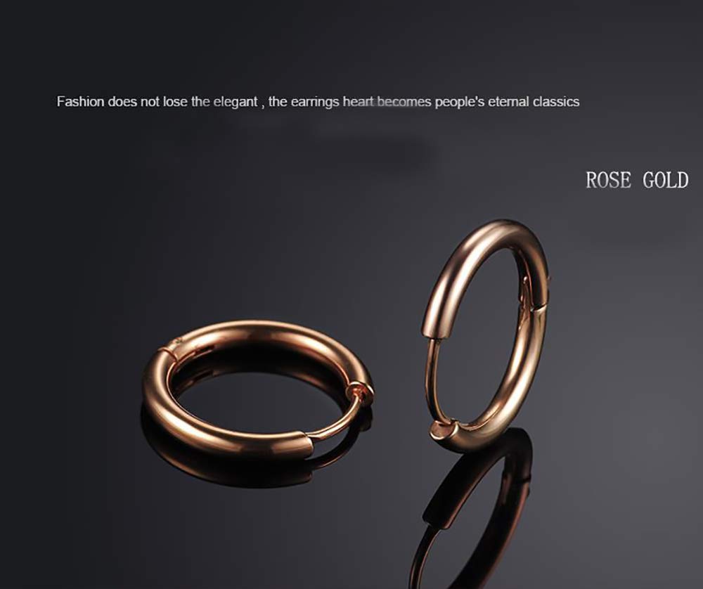 316L Surgical Stainless Steel Huggie Hoop Earrings 10mm Rose Gold Hypoallergenic Earrings Hoop Cartilage Helix Lobes Hinged Sleeper Earrings For Men Women(C04:10mm Rose Gold(THK 2.0mm))
