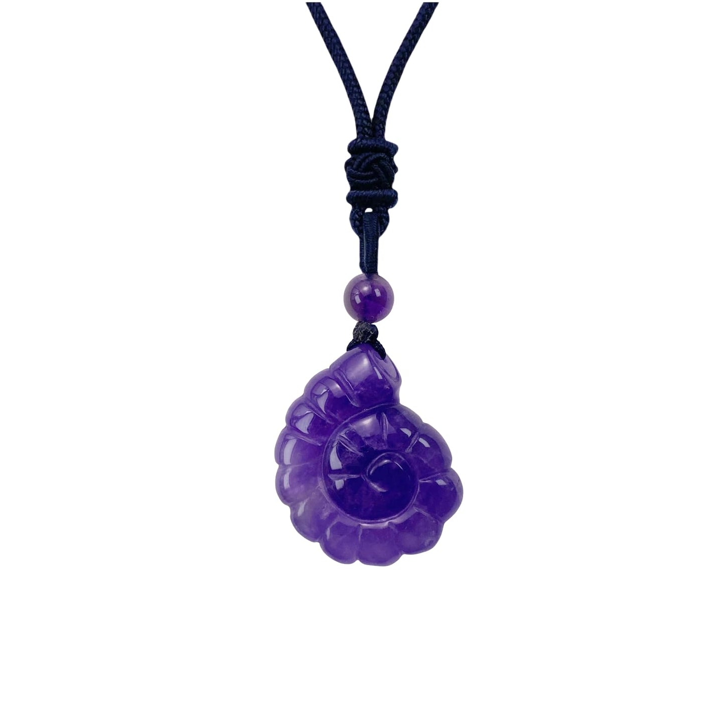 EDEN'S CALL Crystal Conch Shell Necklace for Women Healing Stone Ocean Pendant, Boho Beach Necklace with Polished Natural Gemstone Adjustable Cord Worry Stone Jewelry Gift, Amethyst