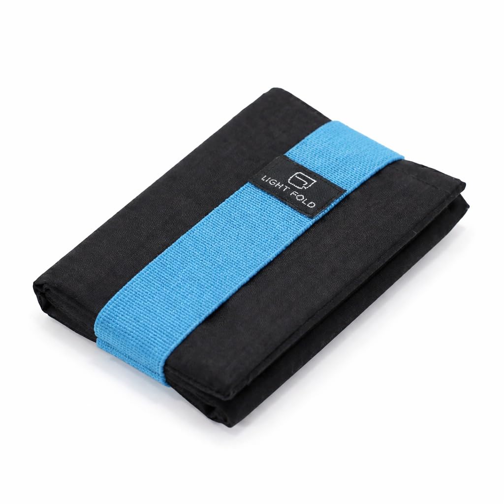LIGHT FOLD Ultra Slim Tri-Fold Wallet with RFID Blocking, Lightweight Minimalist Men’s Wallet with Elastic Band, Waterproof Durable Nylon Fabric, Slim Front Pocket Card Holder Fits 12 Cards & Cash