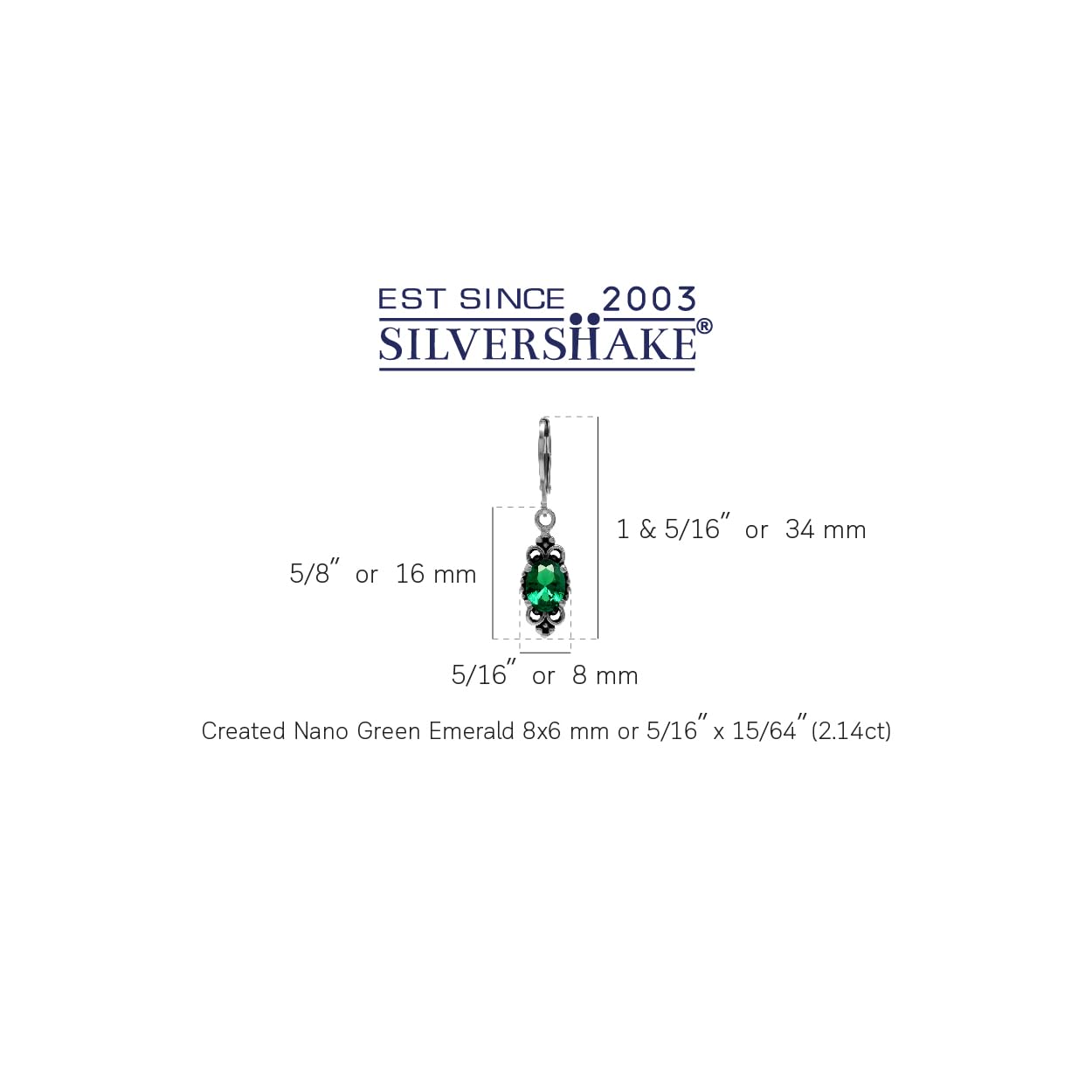 Silvershake Created Nano Green Emerald 925 Sterling Silver Balinese Style Leverback Dangle Earrings