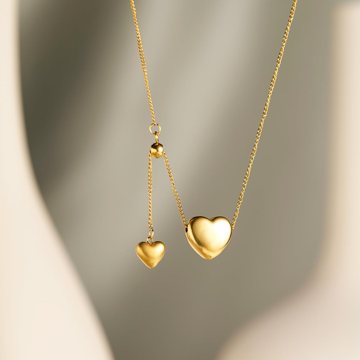 Yanghyu 18k Gold Plated Heart Necklace for Women, Adjustable 18-20 Inch Love Heart Pendant Choker, Elegant Gift for Valentine's Day, Anniversary, Birthday for Her, Girlfriend, Wife (Kindred Spirits)