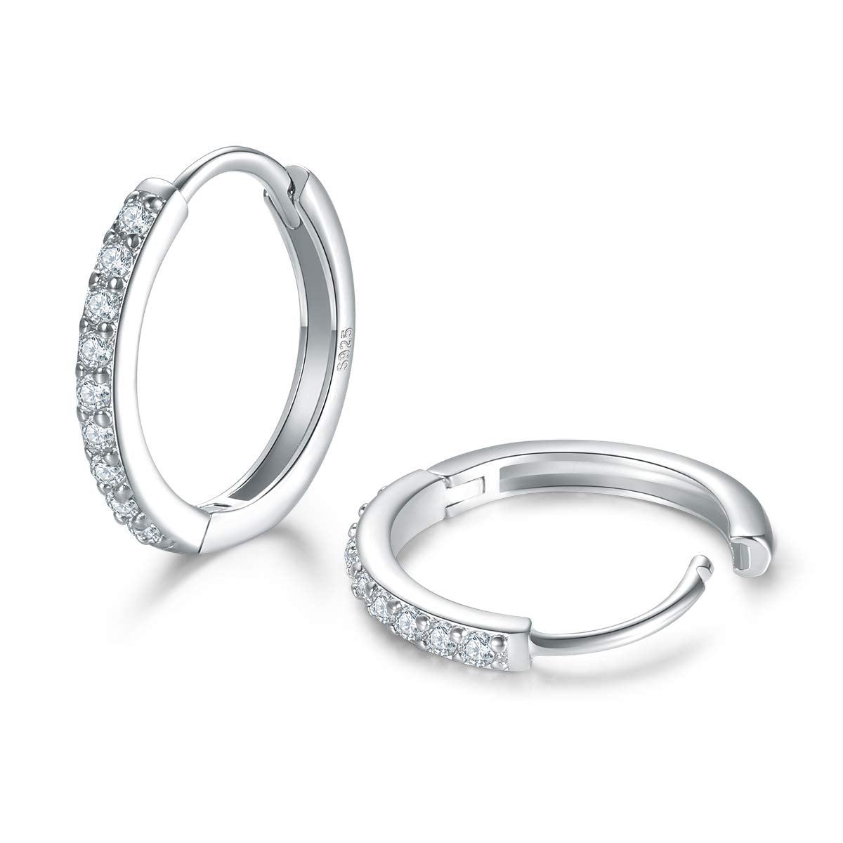 Cartilage Earring Hoop Sterling Silver Small Hoop Earrings Cubic Zirconia Cuff Huggie Mini Hoops Piercing for Women 8mm 10mm 12mm