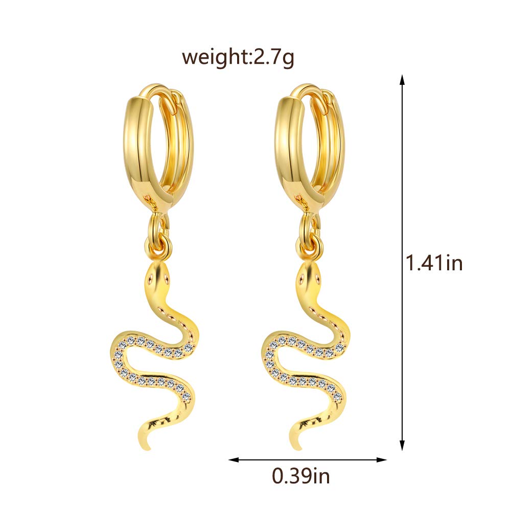 Gold Snake Personalized Huggie Hoop Dangle Stud Earrings Charm Nature Animal Earring Jewelry for Women