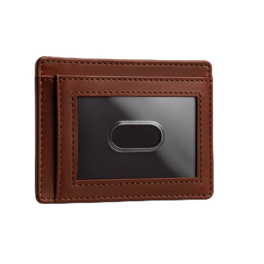PavinCrafter Slim Leather Wallet for Men & Women – Minimalist Front Pocket Card Holder, Small Money Clip Wallet, Genuine Leather Credit Card Case (Tan)