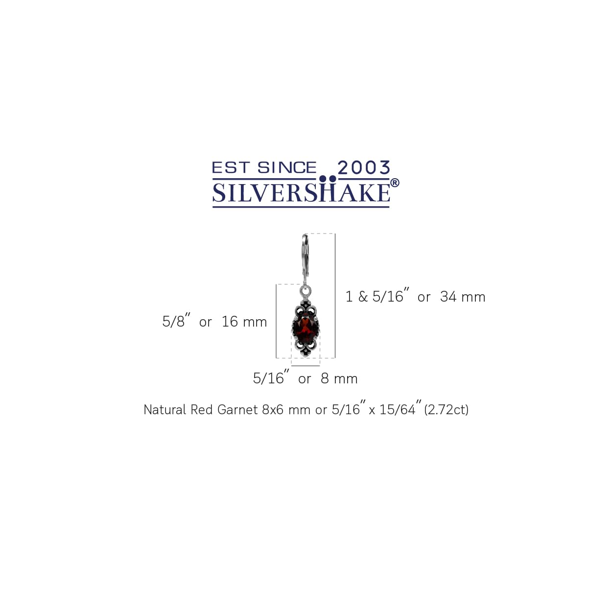 Silvershake 2.7Ctw Natural Red Garnet 925 Sterling Silver Balinese Leverback Earrings