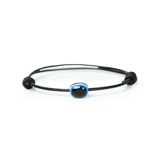 GENIQUE Leather String Evil Eye Bracelets, adjustable protection bracelets for women, men, string bracelets amulet (Evil Eye Black)