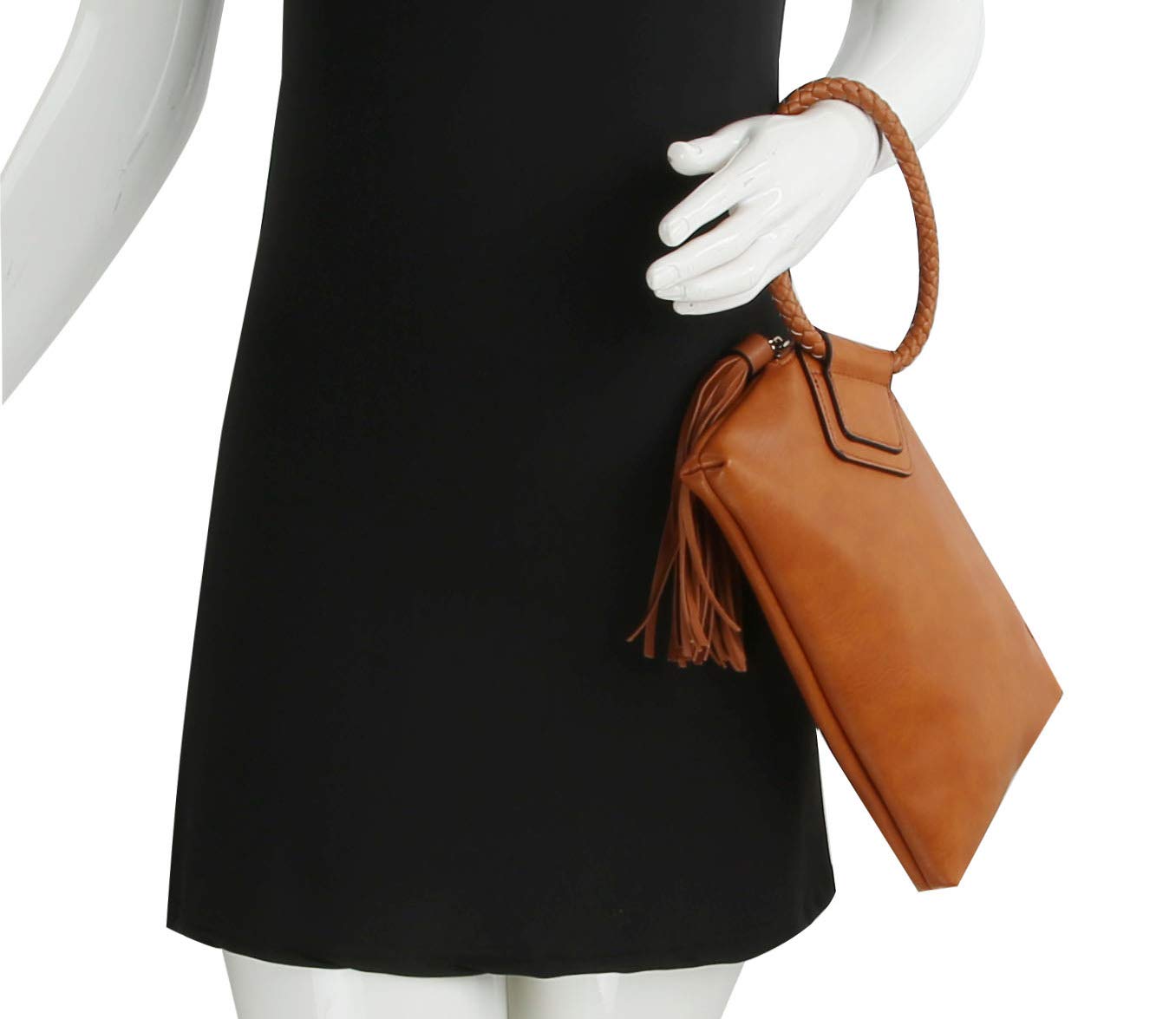 Womens Clutch Purse Wristlet Wallet Evening w/Hand Strap Casual Formal Vegan Leather - Metro Muse (Brown)
