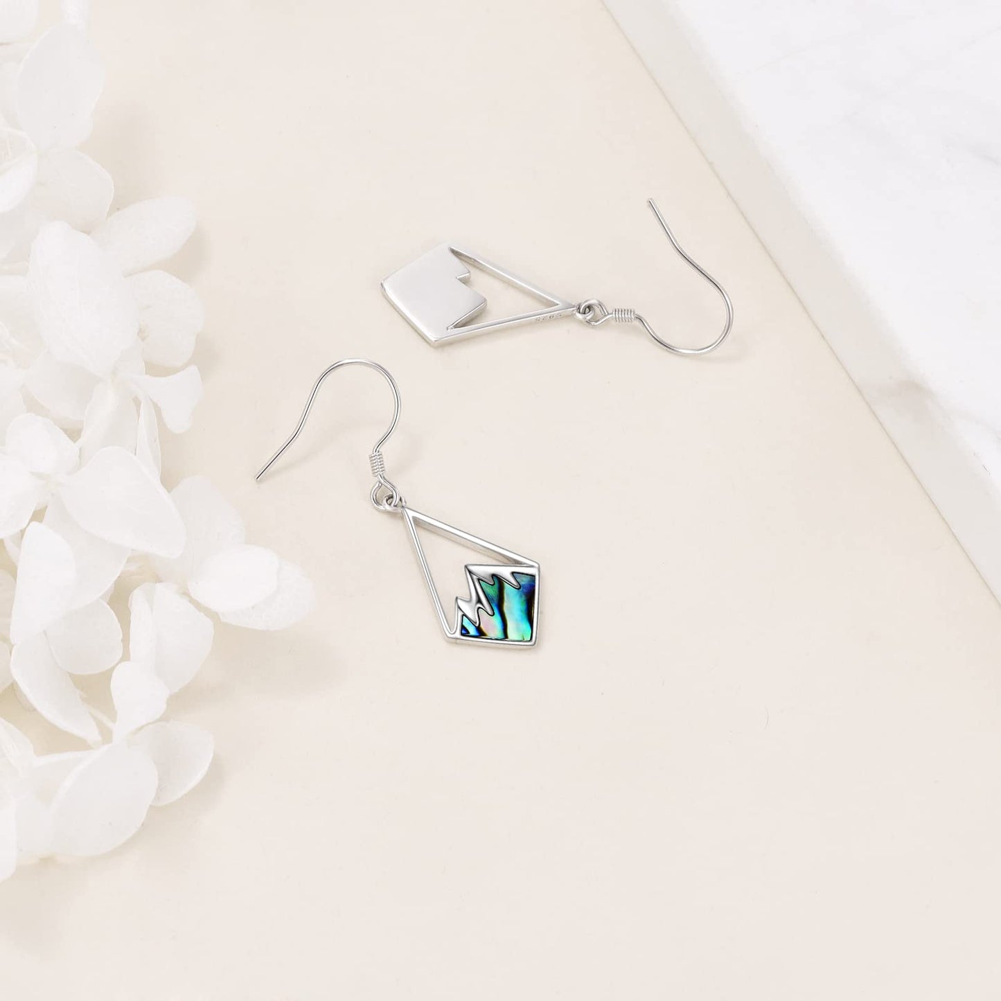 AOBOCO Silver Mountain Earrings - Sterling Silver Faith Dangle Earrings for Women - Christian Jewelry - Mothers Day & Birthday Gifts for Mom (Abalone Mountain Hooks)
