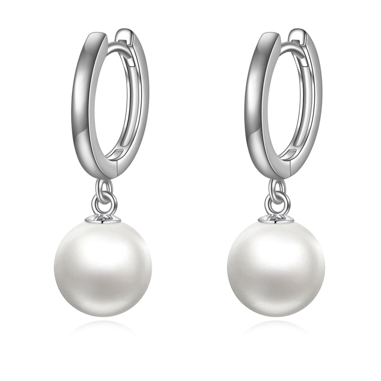 925 Sterling Silver Black Pearl Hoop Earrings Dangle Drop Jewelry Gifts for Women (Pearl)