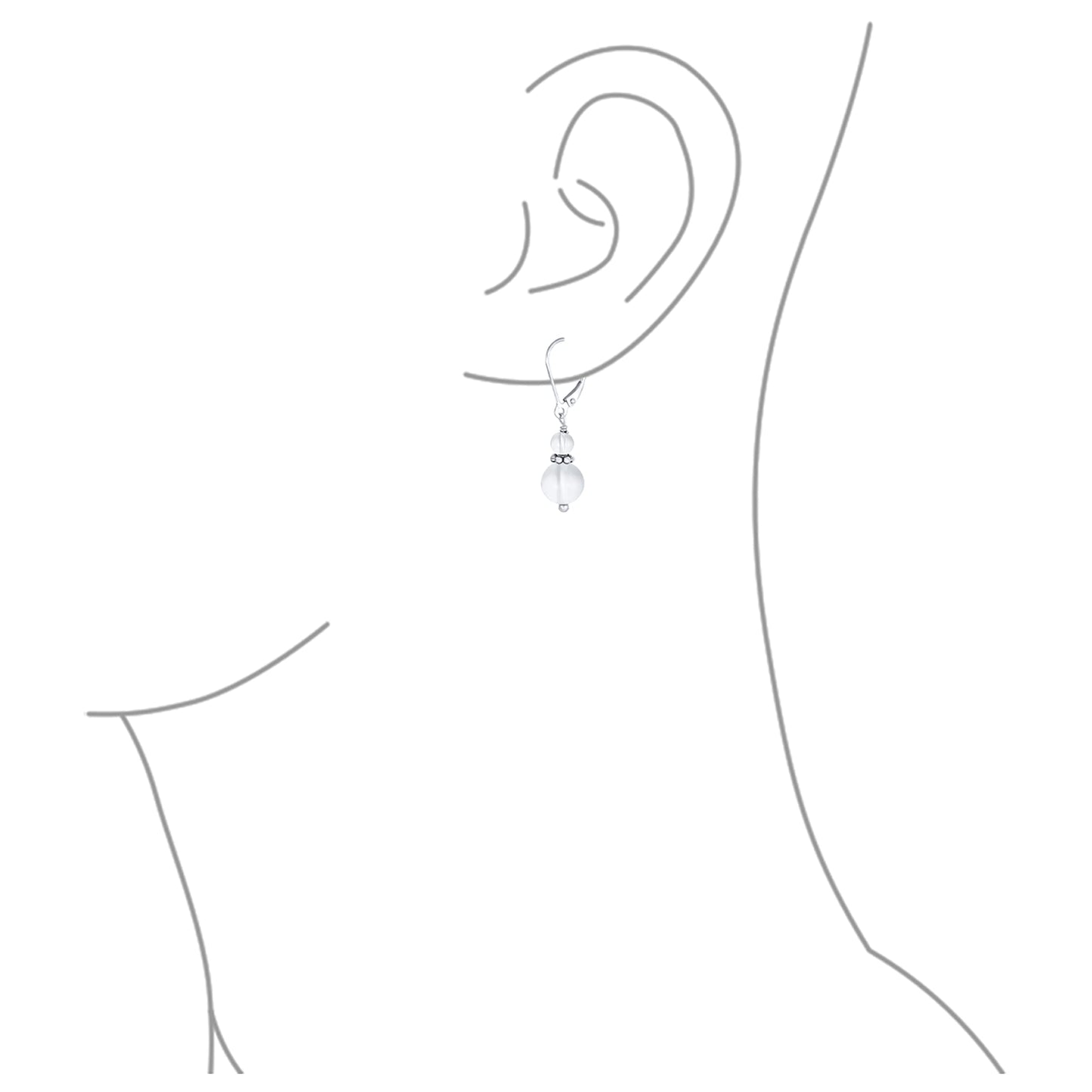 Bling Jewelry Bali Style .925 Sterling Silver White Jade Bead 3MM & 8mm Balls Drop Earrings Milgrain Rondel Separator Lever Back Genuine Gemstone