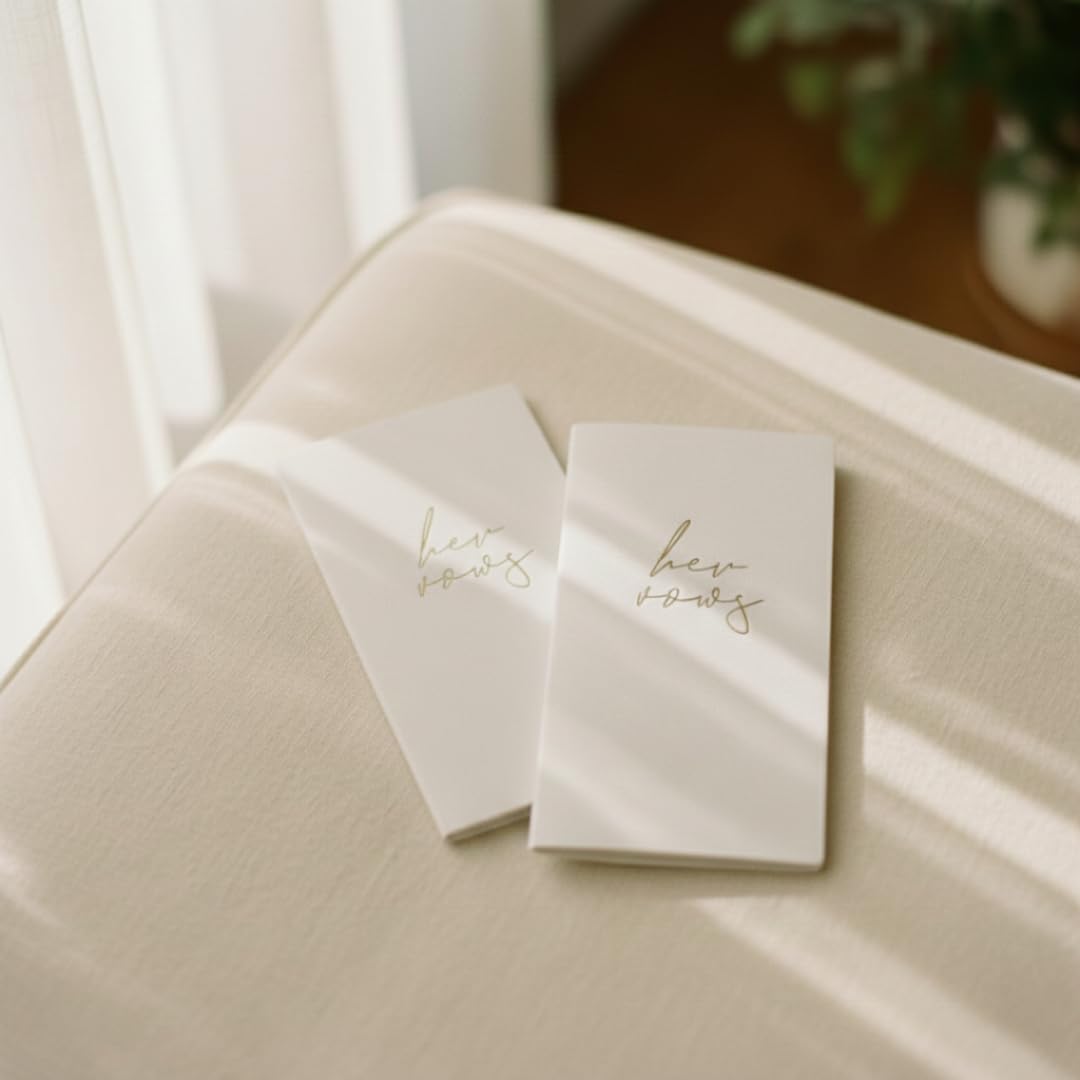 Pretty Robes LGBTQ Premium Leather Vow Books Her and Her Booklet - Wedding Stuff & Essentials for LGBTQ Wedding - Ideal Gift, Must Have Wedding Planning Books - Keepsafe Lesbian Couple (White/White)