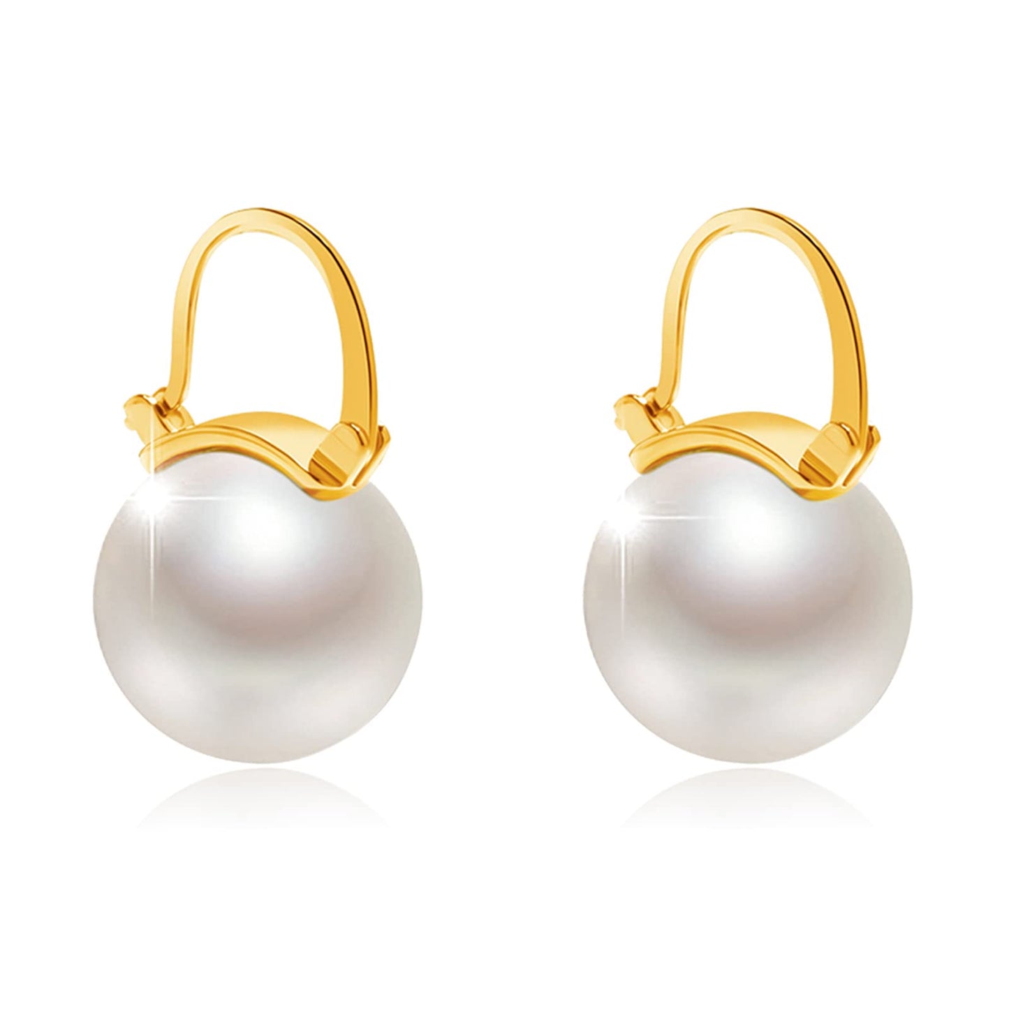 Kesaplan Pearl Earrings for Women Girls 14K Gold Plated Hypoallergenic Pearl Earrings 5A Cubic Zirconia Dangle Earrings Elegant Jewelry for Gifts