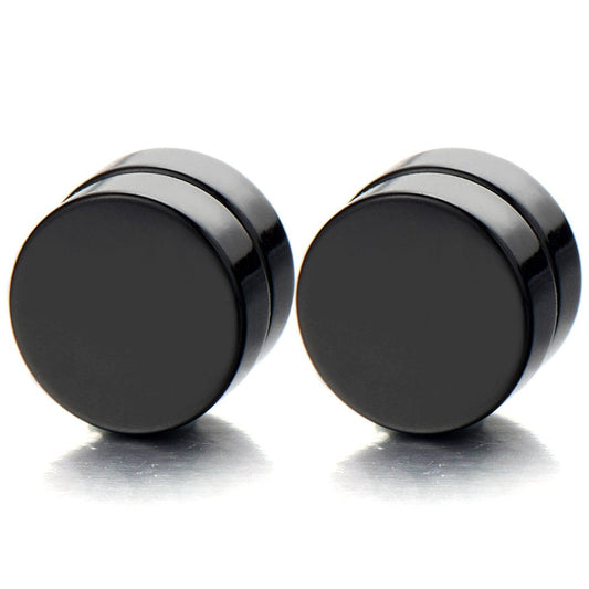 Men Women 10MM Gold Color Magnetic Circle Stud Earrings, Non-Piercing Clip On Cheater Fake Ear Gauges
