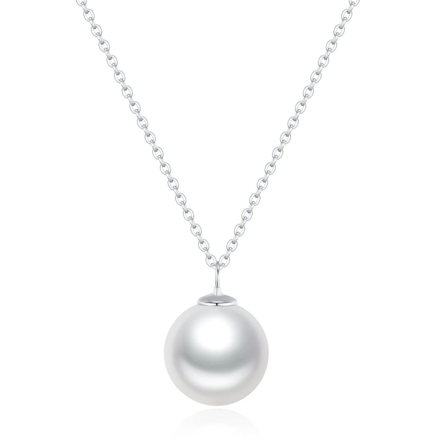 SUNFEEL 925 Sterling Silver Pearl Necklaces for women 12MM Single Pearl Pendant Necklace Gifts for Her Mom Wife Girlfriend Engagement Wedding Birdal Christmas Trendy Jewelry