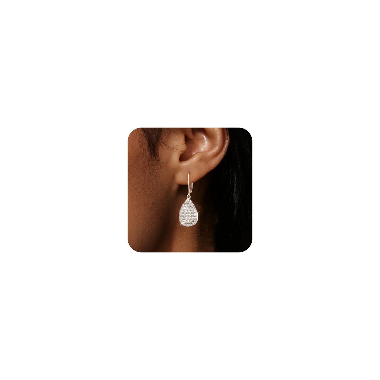Teardrop Sterling Silver Leverback Earrings, ALEXCRAFT Teardrop Waterdrop Dangling Drop Leverback Earring for Women Trendy Hypoallergenic 925 Sterling Silver Cubic Zirconia Dangle Earrings for Women