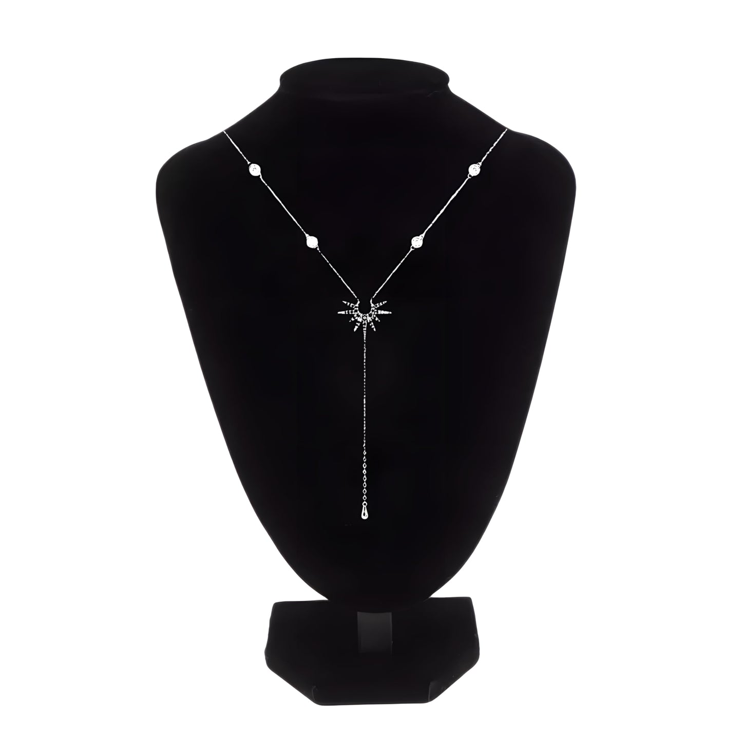 925 Sterling Silver Lariet Necklace, 14K Yellow Gold Long Y Necklace with Zircon Geometric Long Pendant Necklace for Women, Vintage Charm Silver Lariat Jewelry Accessories (G Silver - Lariat Necklace)