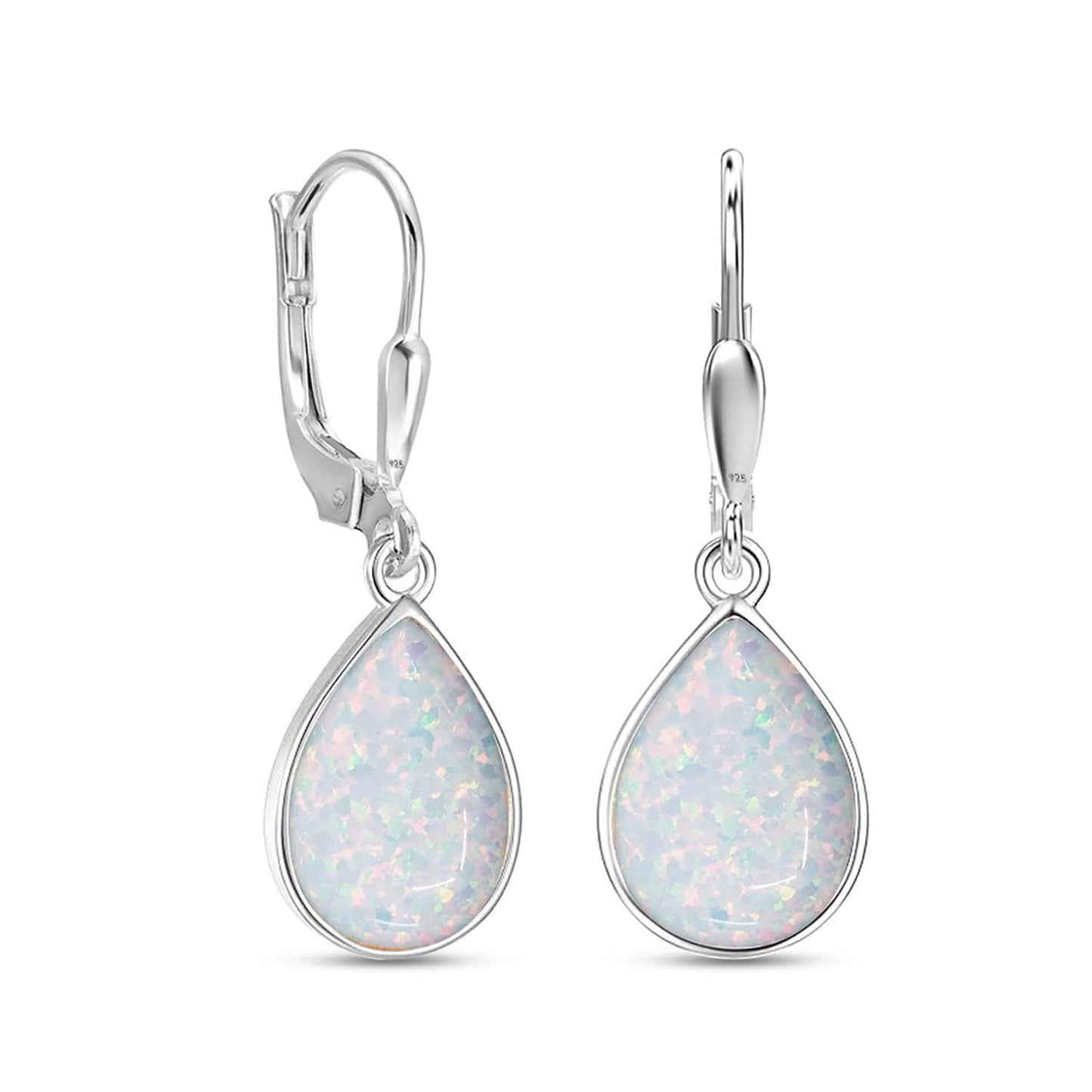 LeCalla 925 Sterling Silver Teardrop Leverback Earrings for Women | Pear Shaped Yellow Opal Dangle Earrings 30MM