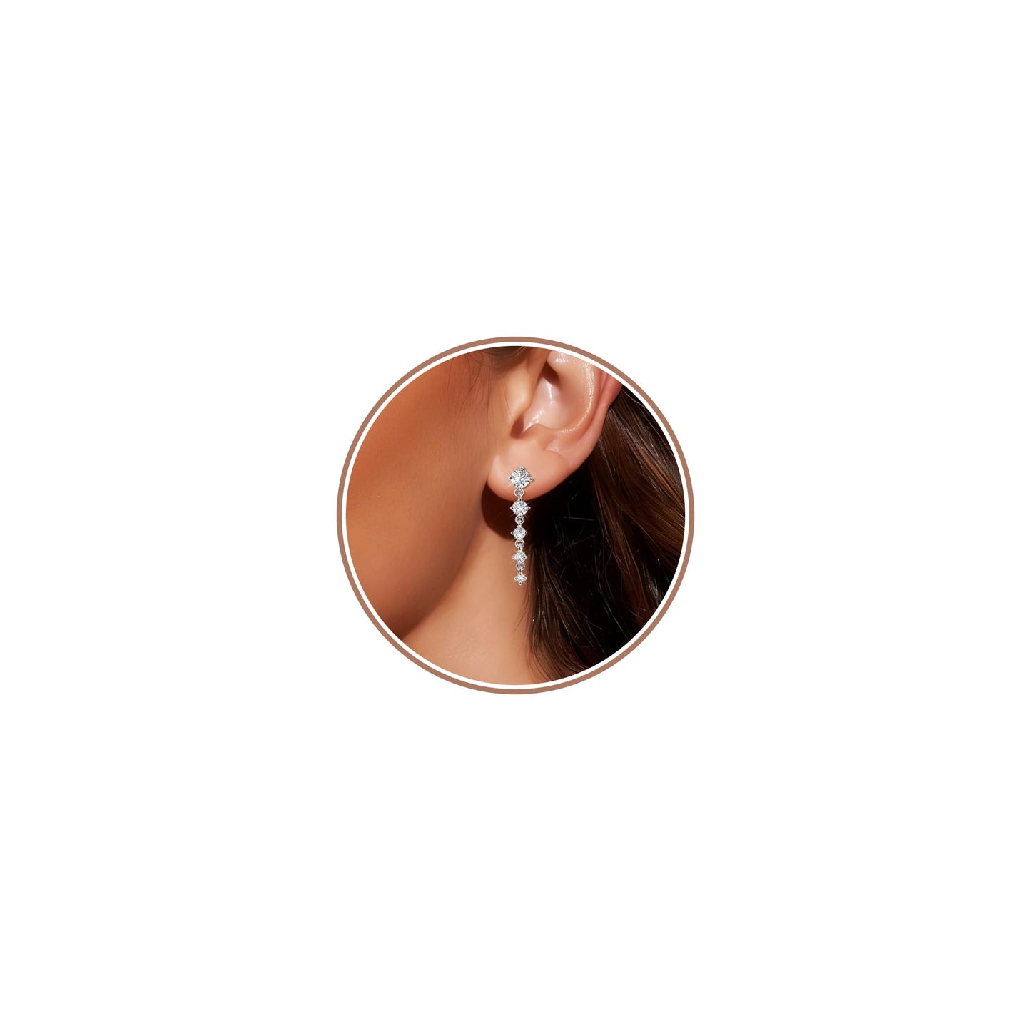 Punhem Dangle Earrings for Women, 14K Gold Plated Elegant Wedding Bride's Long Cubic Zirconia Drop Earrings, Sterling Silver Hypoallergenic Bridesmaid Trendy Dainty Simple Sparkling Wedding Jewelry