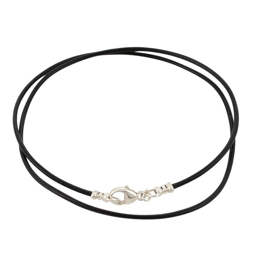 DragonWeave Sterling Silver 1.8mm Fine Black Leather Cord Necklace - 30 inches