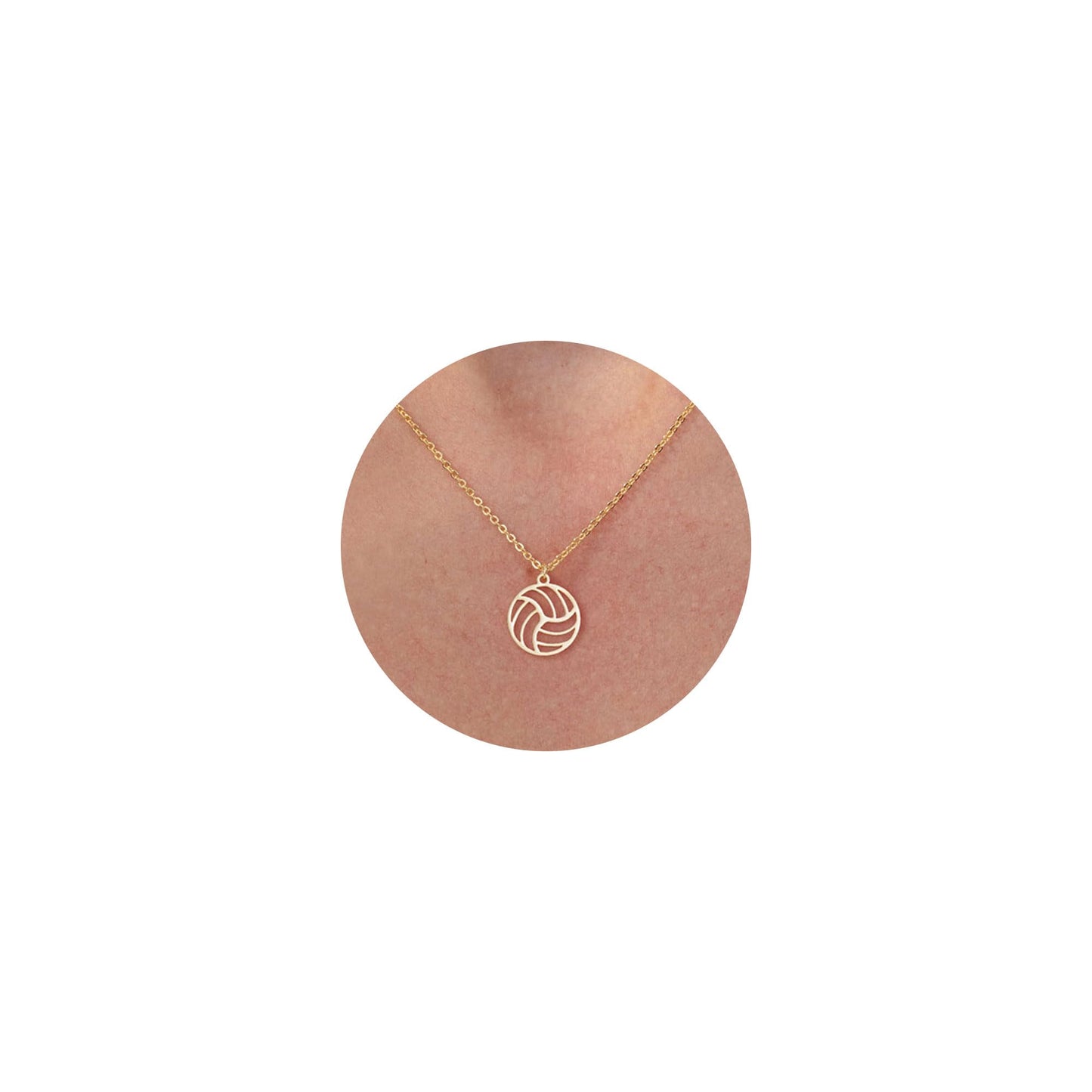 VRIUA Volleyball Necklace - 14K Gold Plated Dainty Volleyball Necklace for Women - Trendy Gold Pendant Necklaces Simple Everyday Trendy Jewelry
