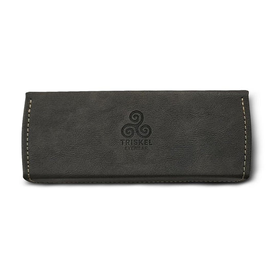 TRISKEL EYEWEAR Handmade Double Sunglasses Case, Premium PU Leather with Soft Flocking Lining (Warm Charcoal)